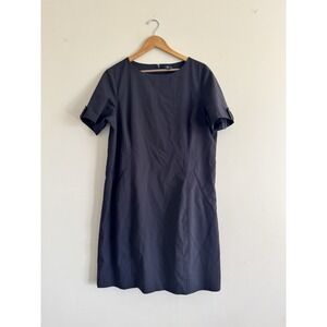 Lands End Navy Blue Wool Blend Dress Sheath Women's Size 16 Classic Capsule Cute